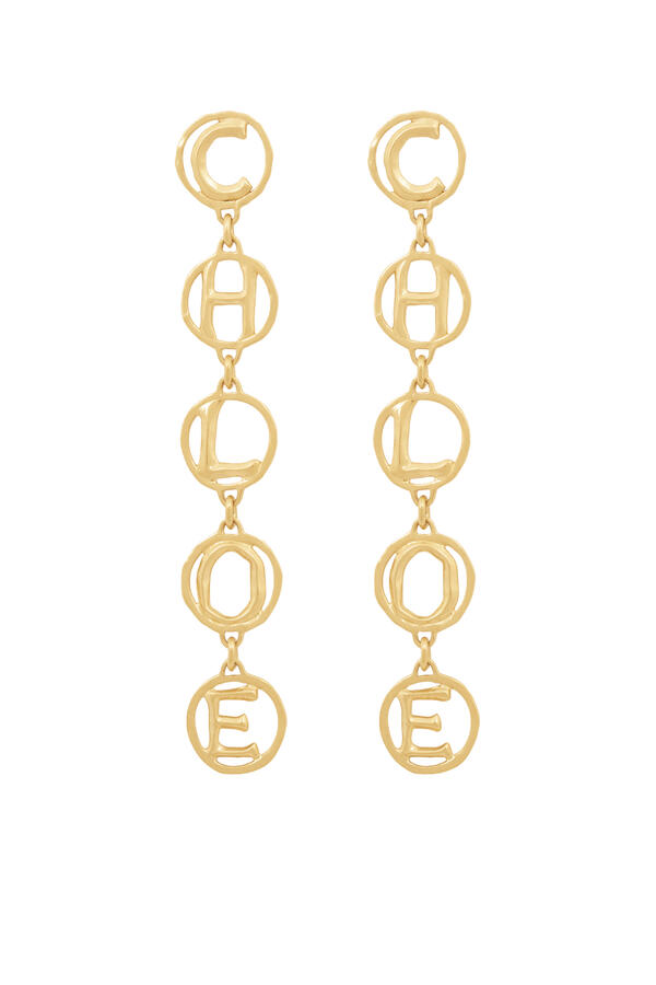 Script Earrings, Brass