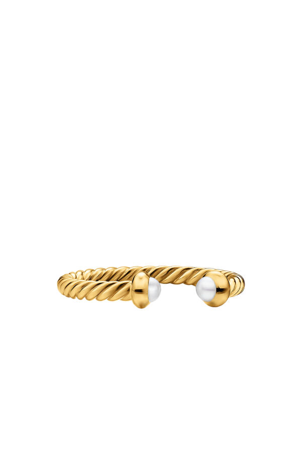 Micro Cablespira® Flex Open Ring, 18K Yellow Gold & Pearls