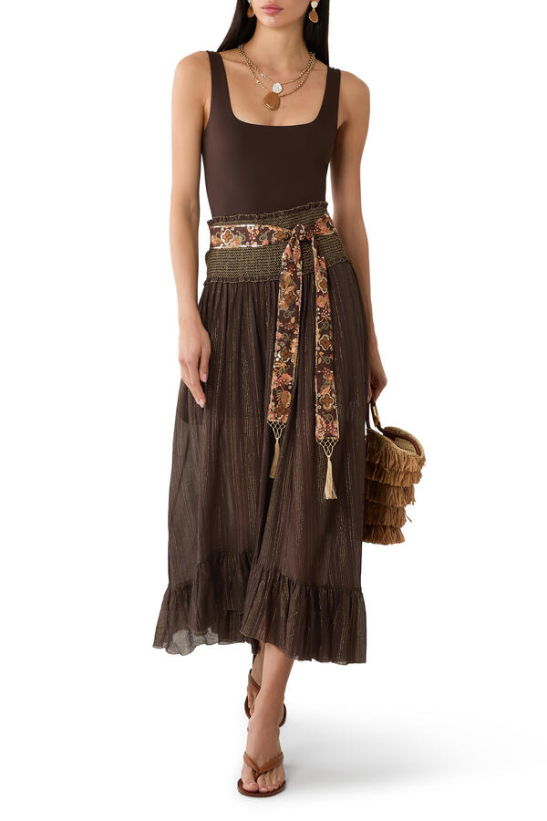 Aster Shirred Midi Skirt