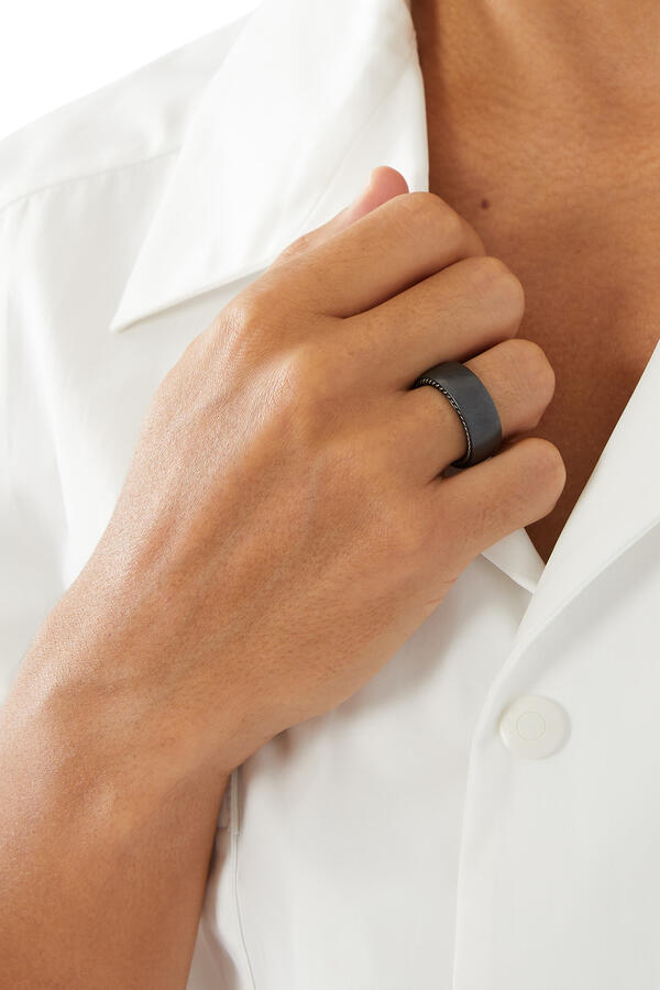 Streamline Band, Black Titanium with Sterling Silver