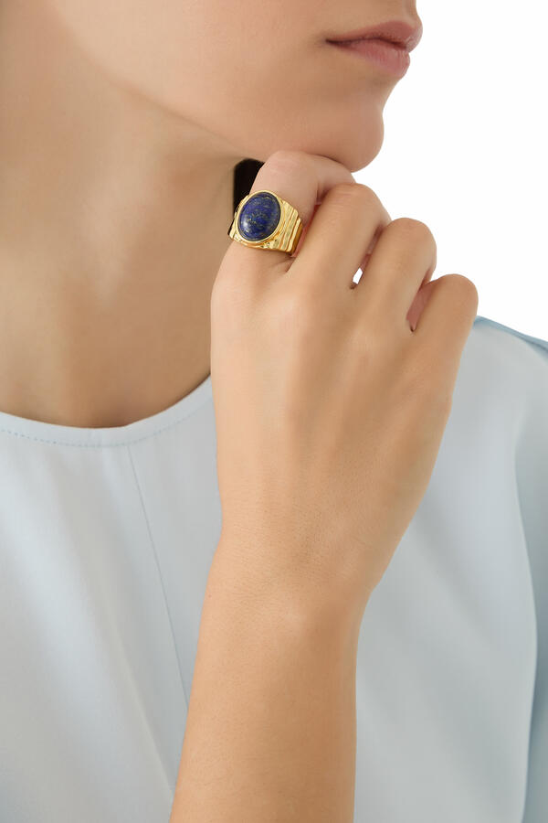 Rima Ring, Gold Plated Silver Sterling & Agate