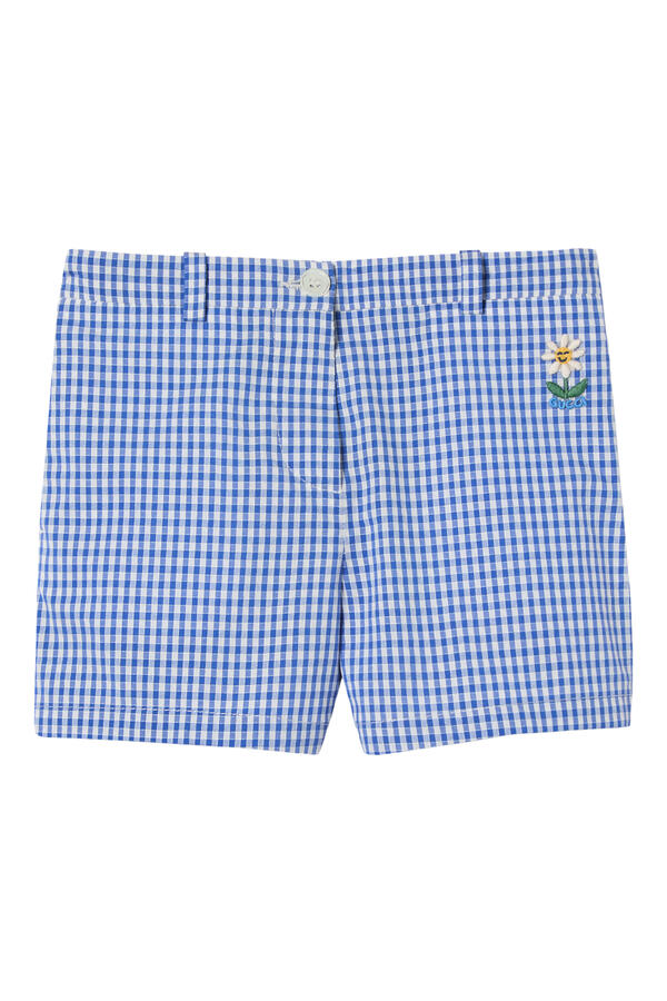 Kids Characters Embroidery Gingham Shorts