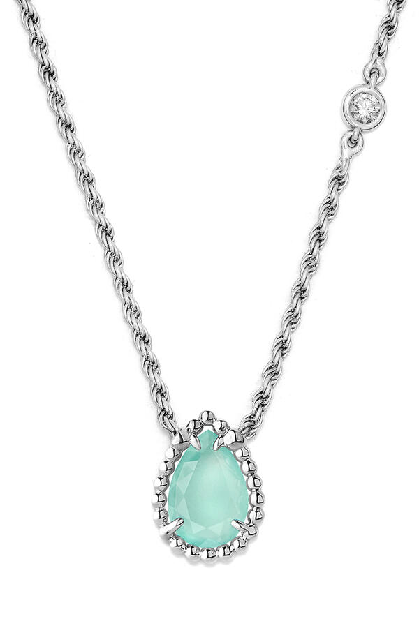 Serpent Bohème Pendant, 18k White Gold & Aquaprase