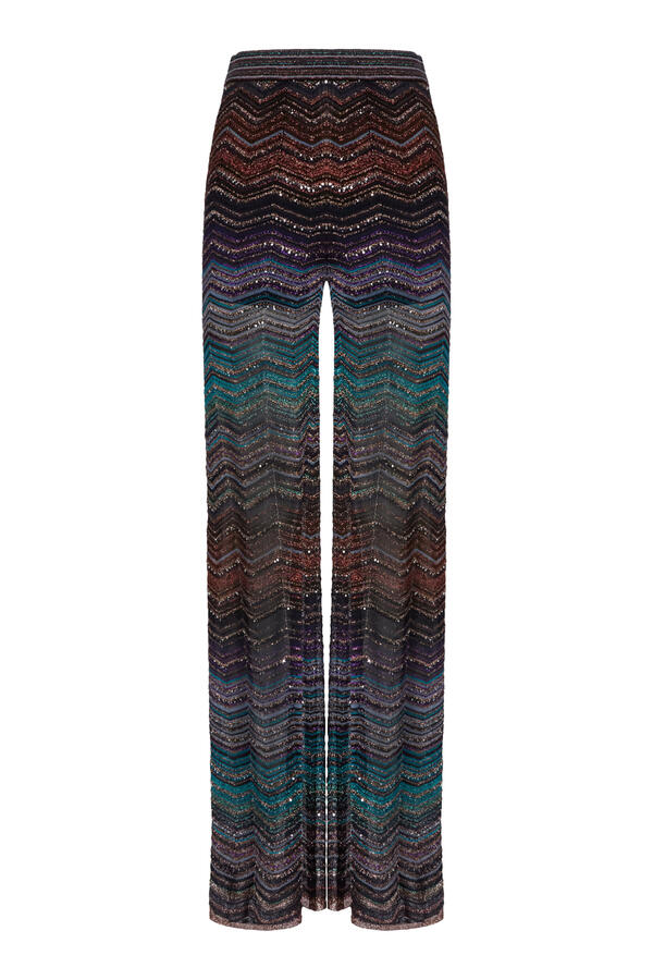  Chevron Lurex Sequinned Wide Leg Pants