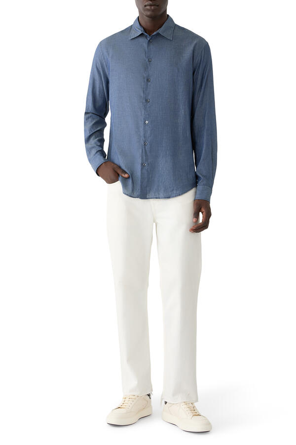 Classic Collar Denim-Effect Shirt