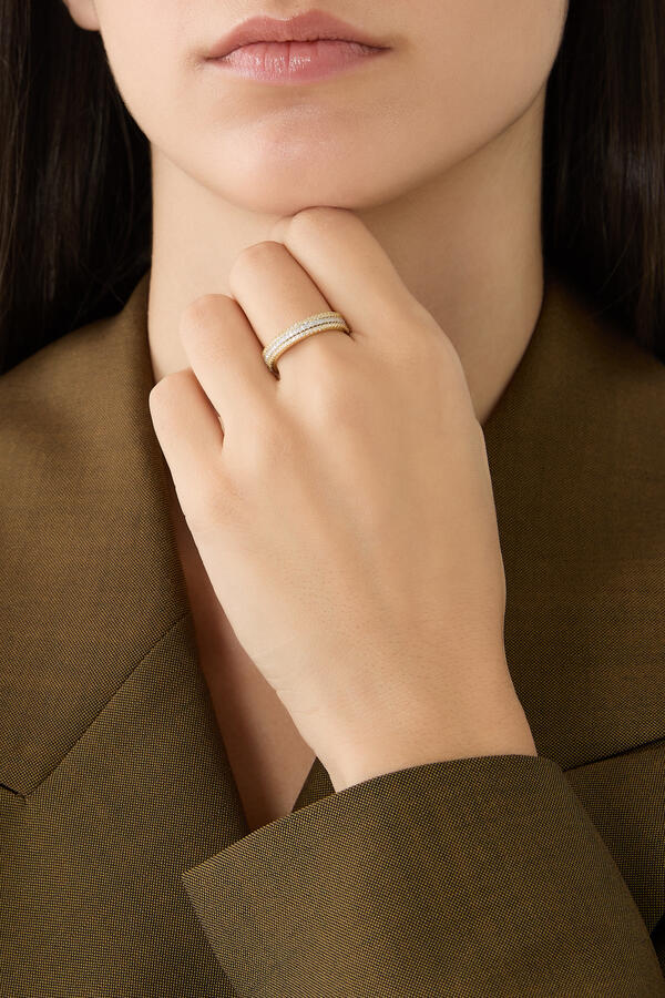  Eternity Band Ring Set,  14k Vermeil on Sterling Silver & Cubic Zirconia