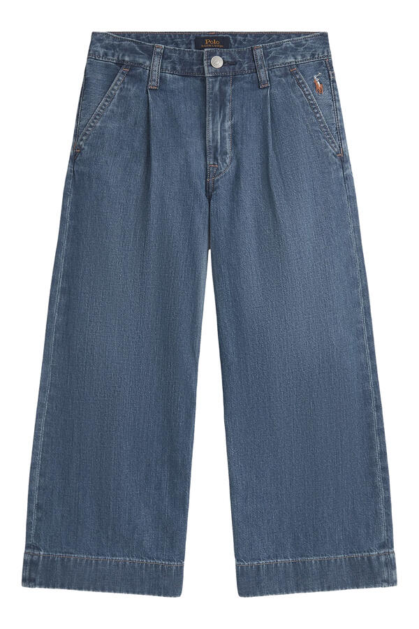 Kids Flat Front Wide Leg Denim Jeans