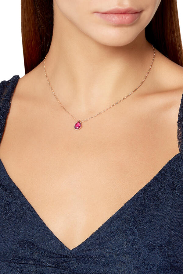 Serpent Bohème S Motif Pendant, 18k Pink Gold & Rhodolite Garnet