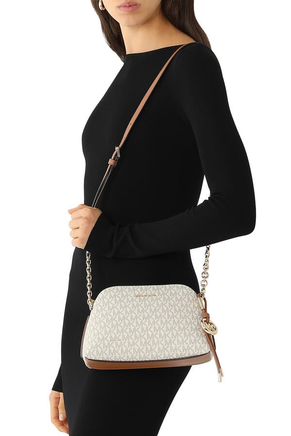 Freddie Small Crossbody Bag in Logo Print Faux Leather 