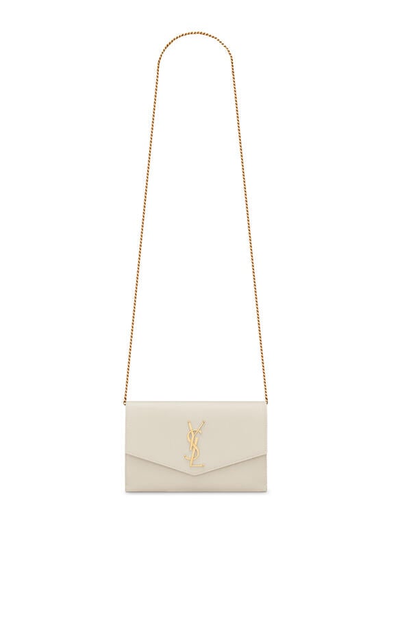 Uptown Chain Wallet In Grain De Poudre Embossed Leather 