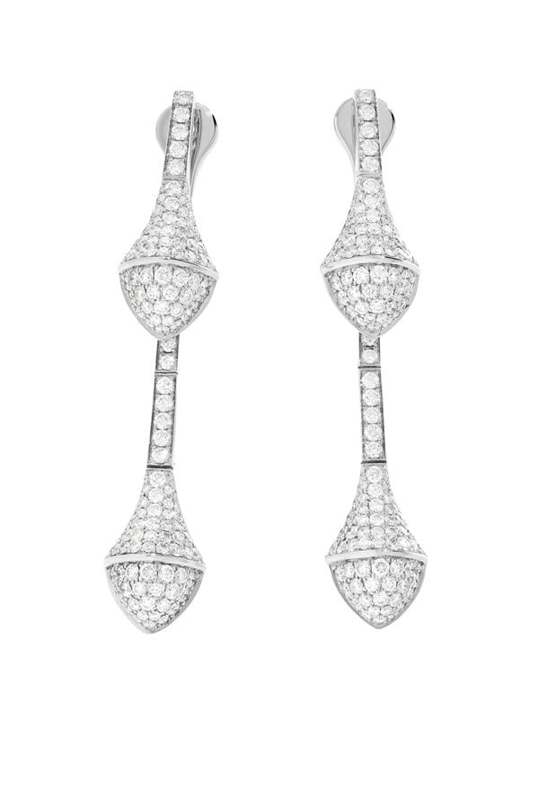 Cleo Drop Earrings, 18k White Gold & Diamonds