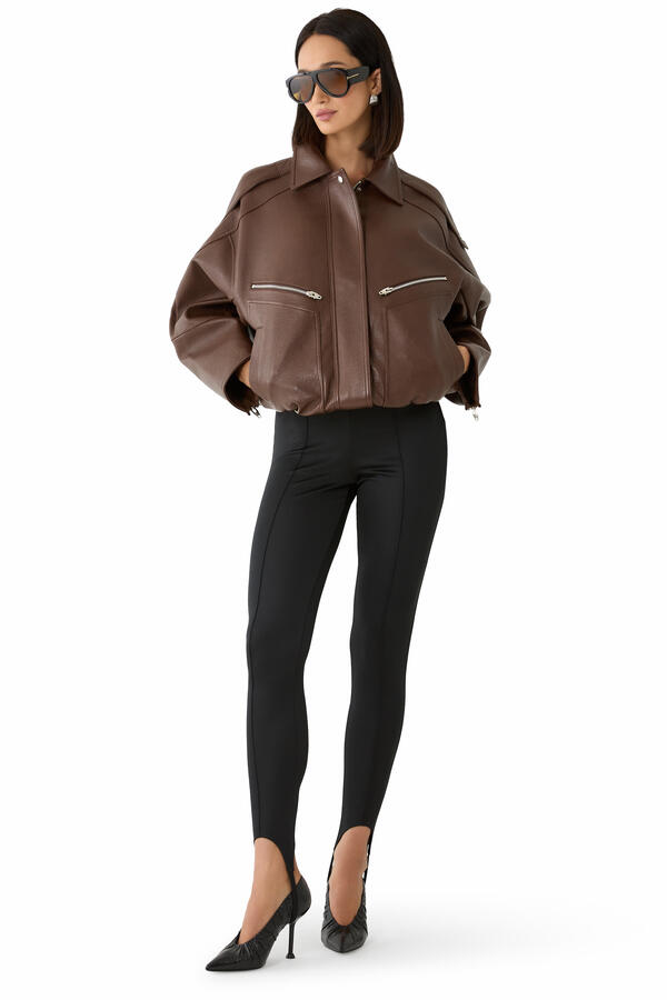 Hudson Faux Leather Bomber Jacket 