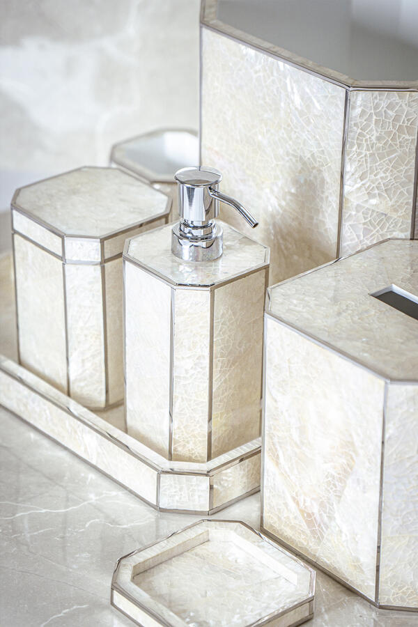 Crackled Mother of Pearl Shell Tissue Box