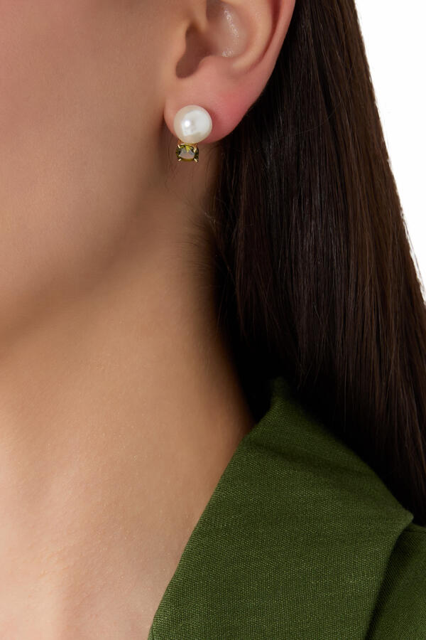 Perle Peridot Earrings, Sterling Silver, Freshwater Pearl & Peridot Gemstone