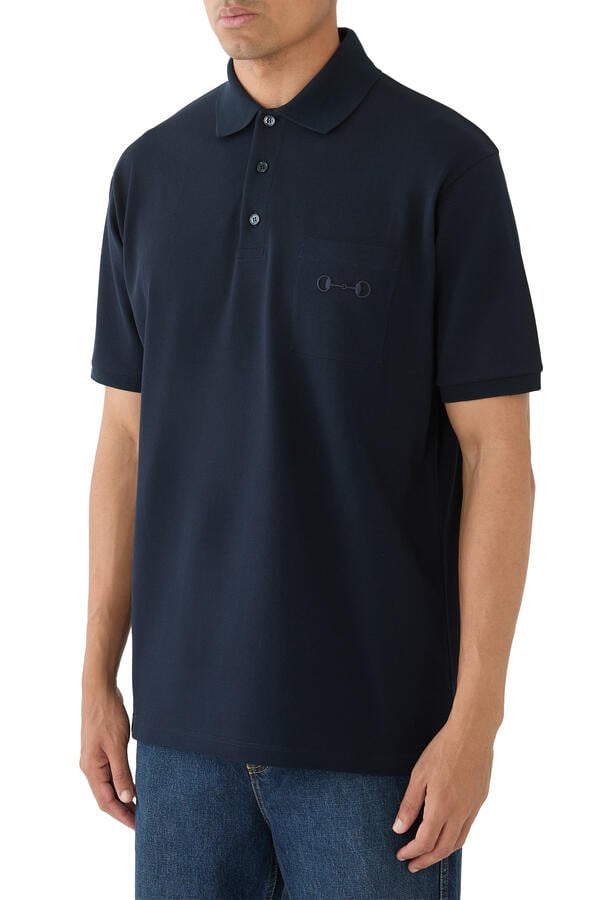 Cotton Piquet Polo Shirt with Embroidery