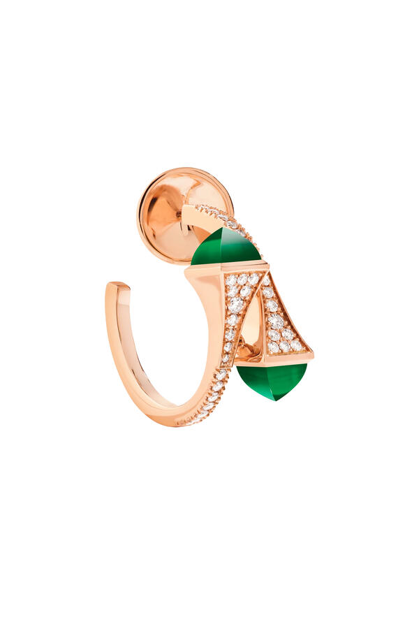 Cleo Huggie Earrings, 18k Rose Gold & Agate, Diamonds