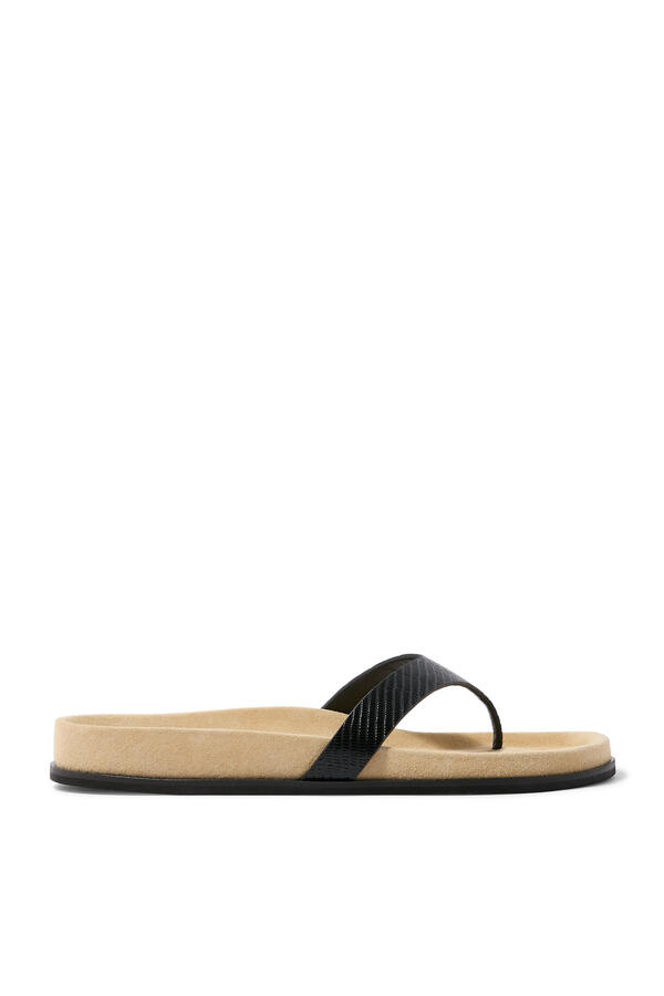 Contoured Lizard-Embossed Flip Flops