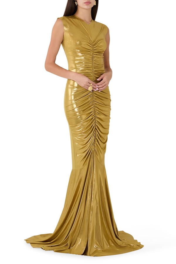 Shirred Front Fishtail Gown