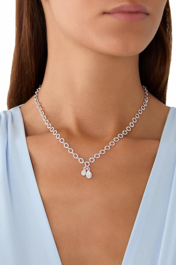 Chaines Necklace, 18K White Gold & Diamonds