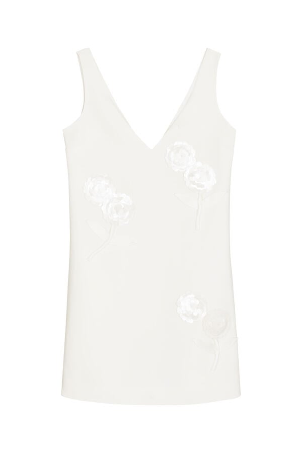 Crepe Embellished Flower Mini Dress