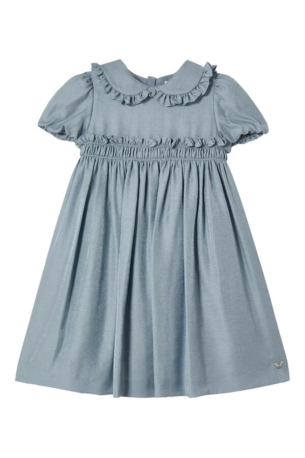 Kids Shimmering Ruffled Peter Pan Collar Dress