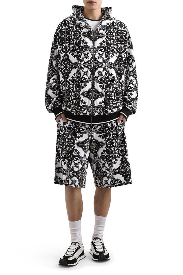 Majolica-Print Jacquard Chenille Hoodie 