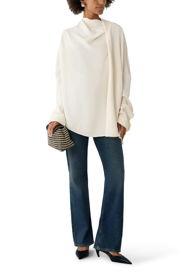Asymmetric Draped Cady Blouse 