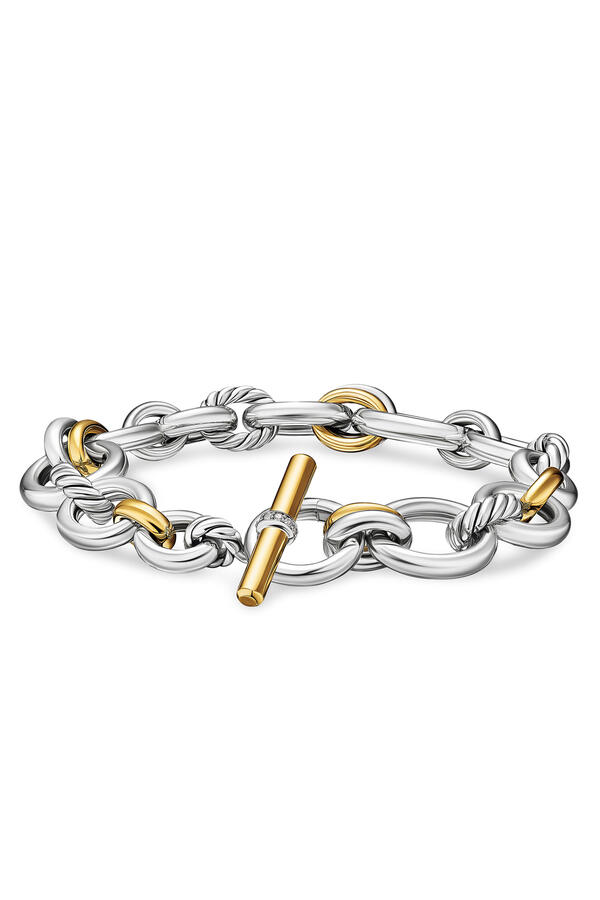  DY Mercer® Chain Bracelet, Sterling Silver with 18K Yellow Gold & Diamonds
