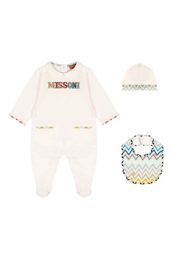 Kids Chevron Collar Babygrow Hat Bib Set