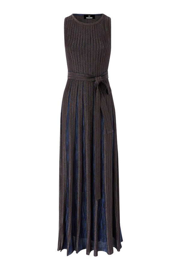  Partialized Sleeveless Belted Maxi Dress