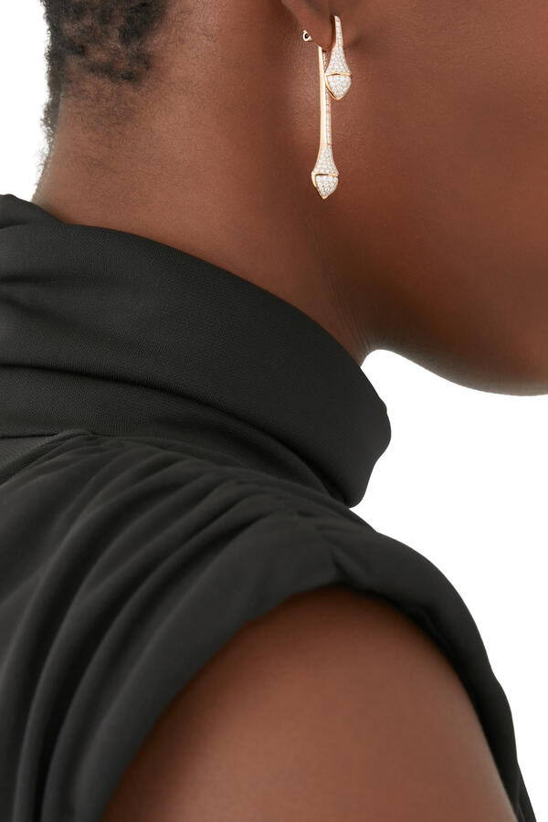 Cleo Drop Earrings, 18k Rose Gold with Full Diamonds