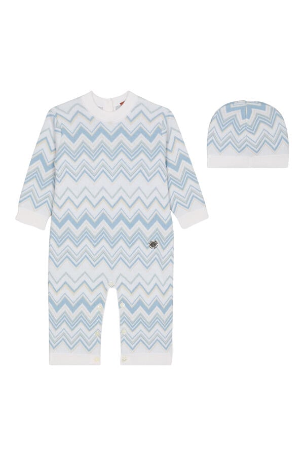 Kids Zig Zag Jersey Knit Babygrow and Hat Set 