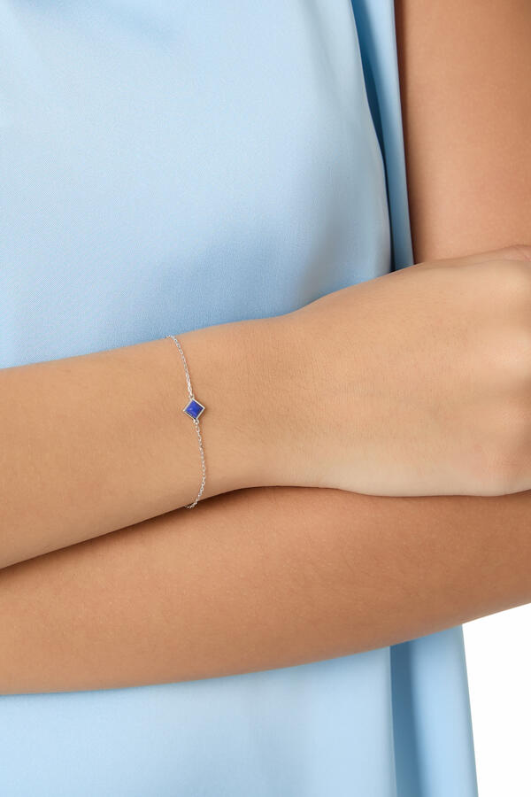 Cleo Bracelet, 18k White Gold With Diamond & Lapis Lazuli