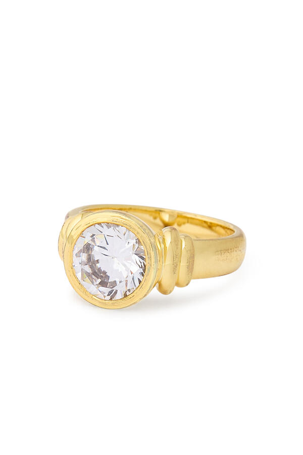 Diamond Pinky Ring, 14K Gold Plated with Cubic Zirconia