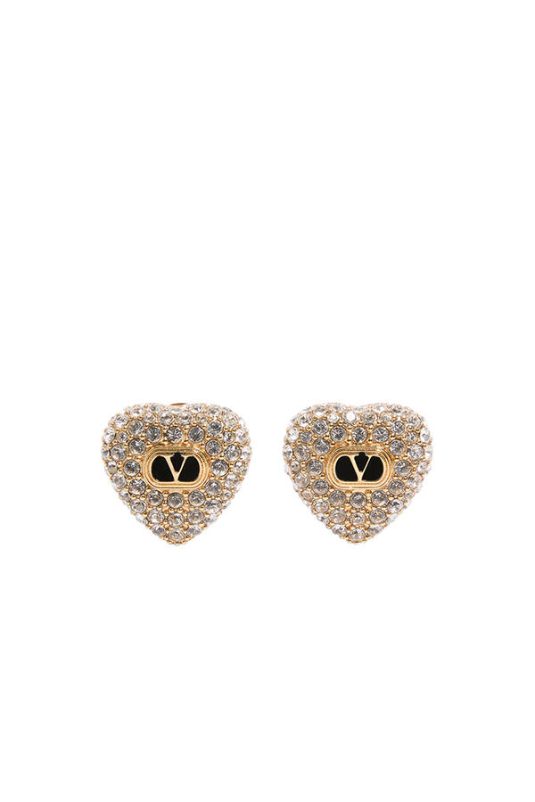 Crystal Heart VLogo Clip-On Earrings