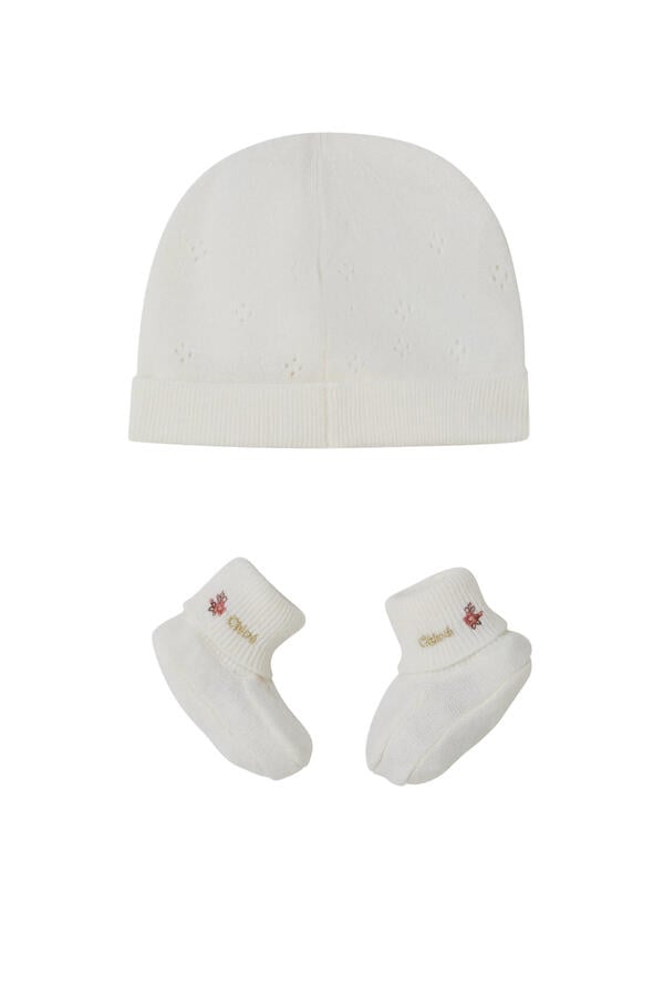 Kids Logo Knitted Beanie and Booties Gift Set