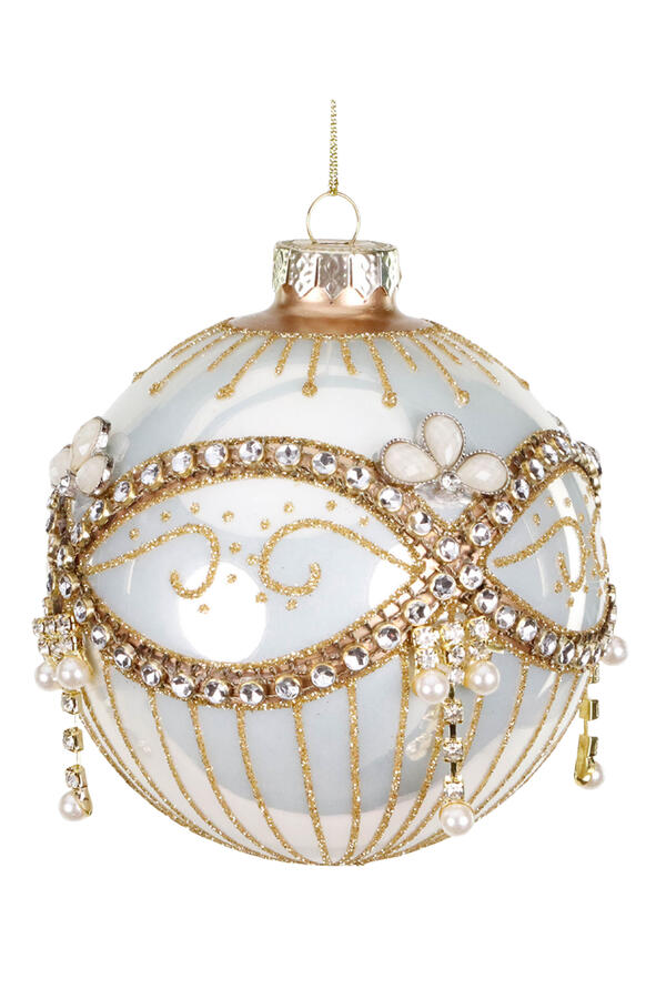 Jewel/Pearl Dangle Ball Ornament