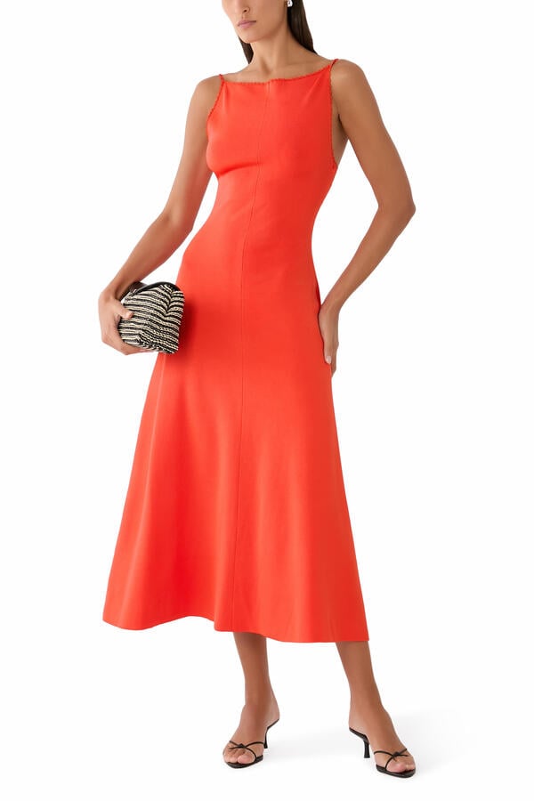 Embroidered Detail Midi Dress