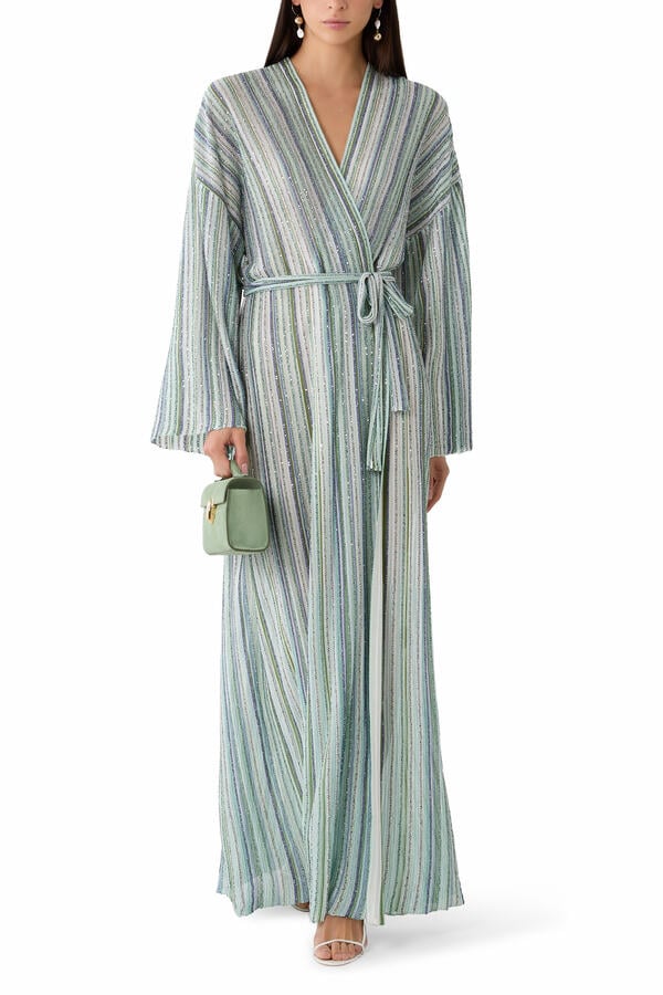  Ribbed Long Cardigan with Belt 