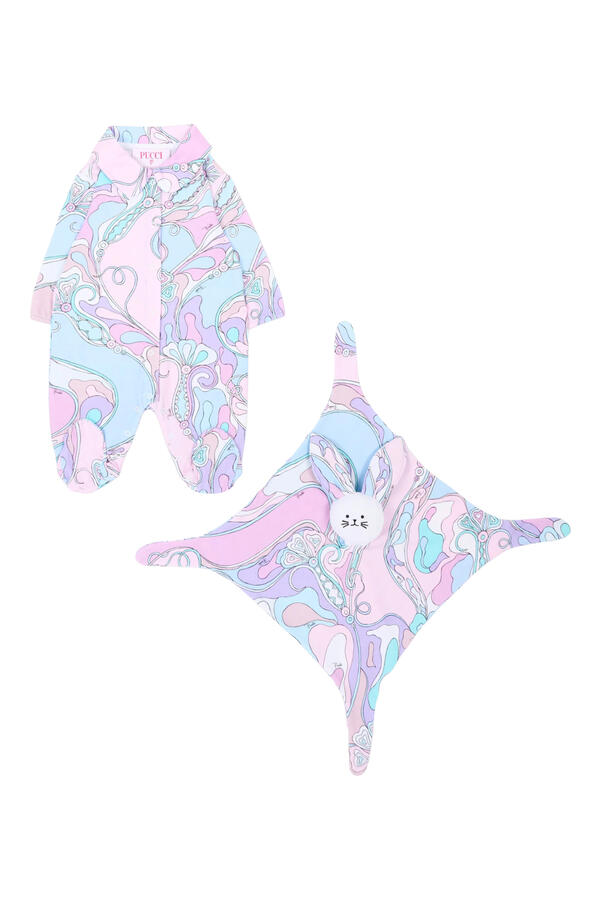 Kids Marmo-Print Babygrow and Comfort Set