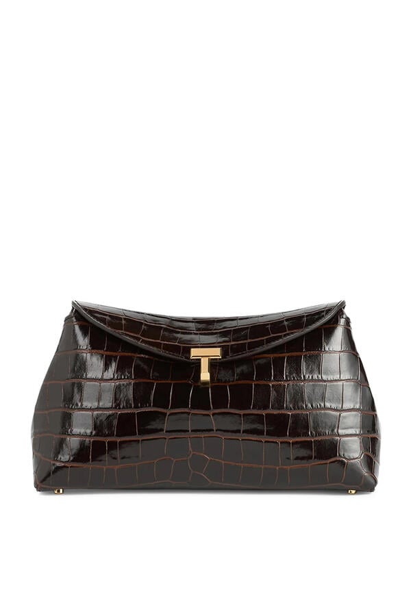 T-Lock Croco-Embossed Clutch