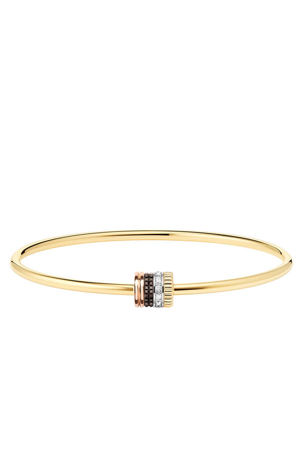 Quatre Classique Bracelet With A Motif Paved With Diamonds, 18K Mix Gold And Brown Pvd