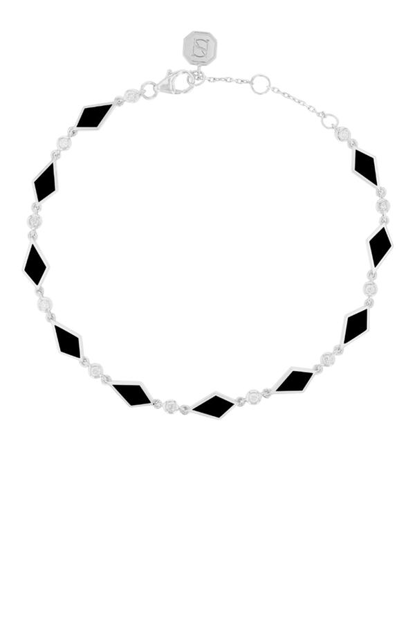 Mosaic Bracelet, 18k White Gold & Enamel, Diamond