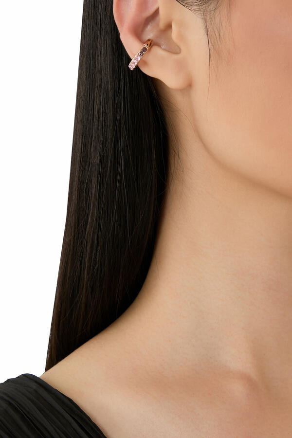 Round Ear Cuff,  Silver-Plated Stainless Steel & Zirconium Oxides