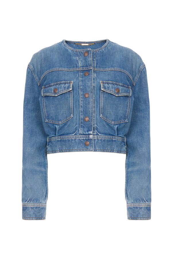 Collarless Cropped Jacket