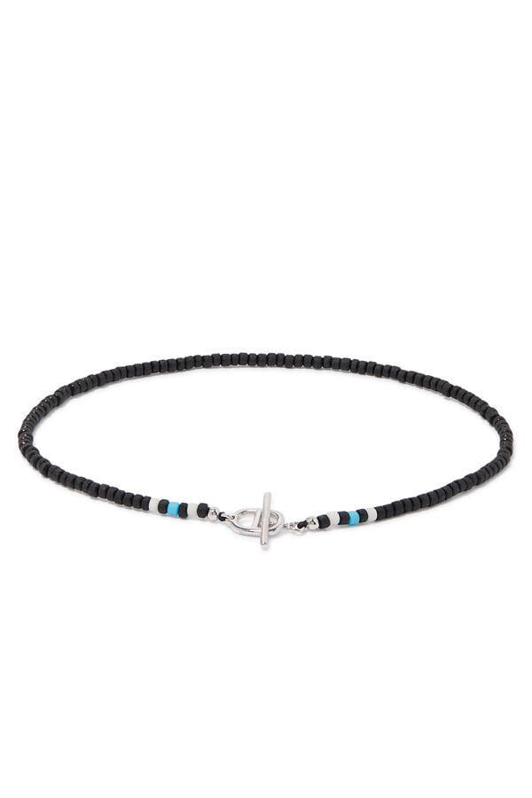 Avi Bracelet, Sterling Silver & Black Heishi Beads
