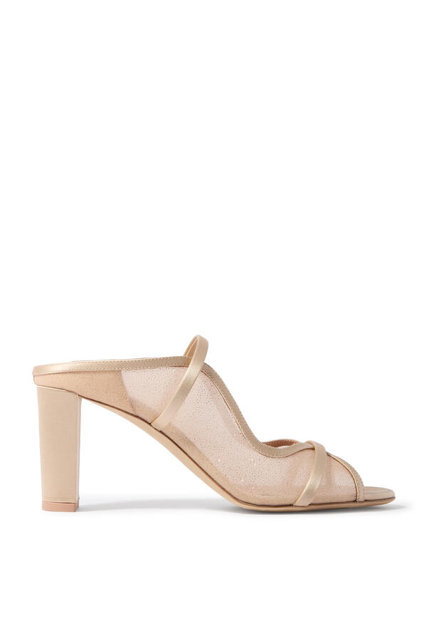 Norah Gold Embroidered Mesh Heeled Sandals