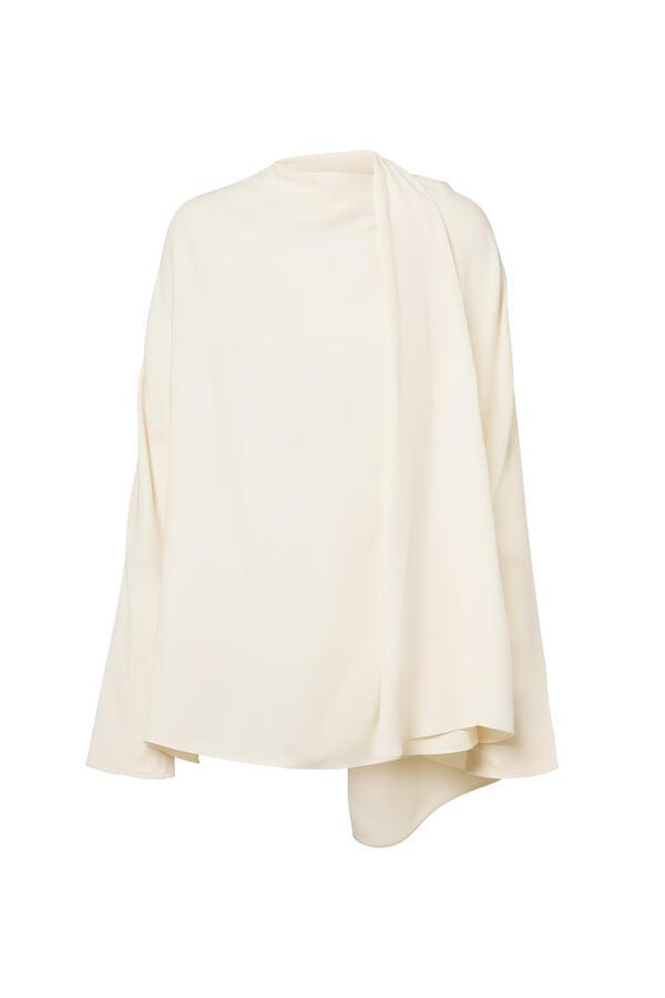 Asymmetric Draped Cady Blouse 