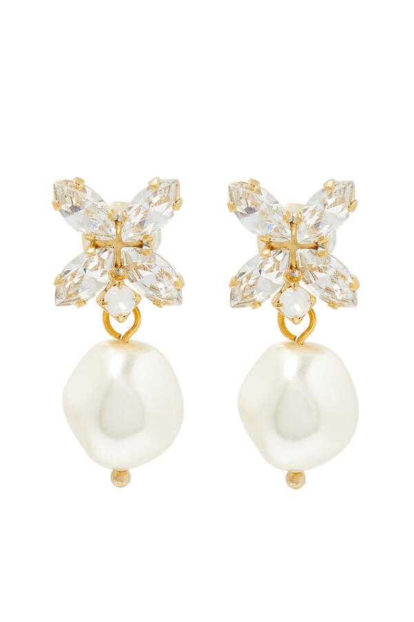Honey Bee Earrings Crystal Pearl