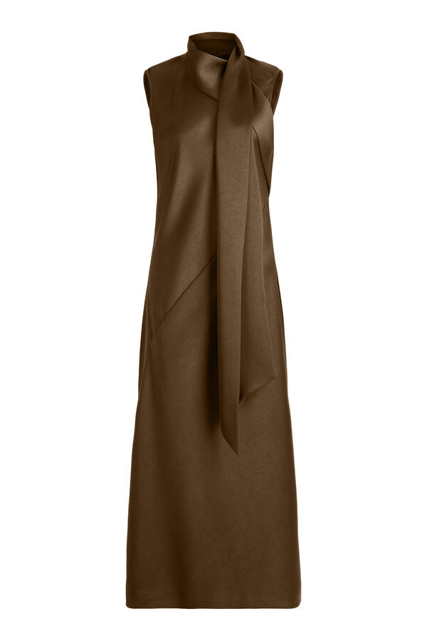 Draped Scarf-Tie Sleeveless Dress